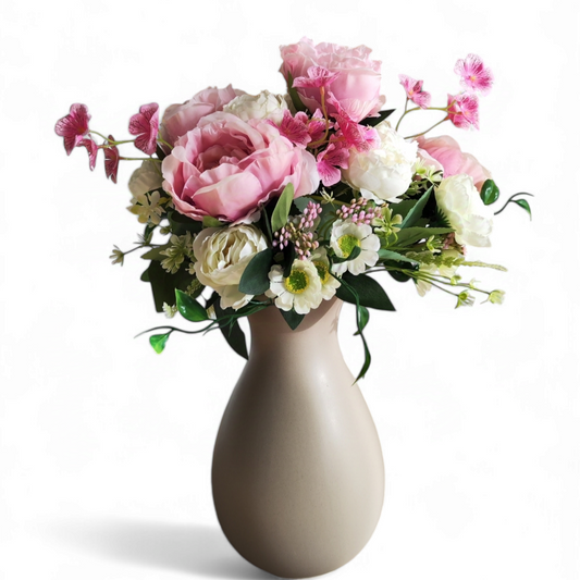 Pink Peony with Ranunculus and Wild Flowers Artificial Bouquet.